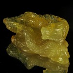 KG-021 Hand carved genuine natural gem gemstone yellow Fire Opal in Dragon or Naga Shape Statue